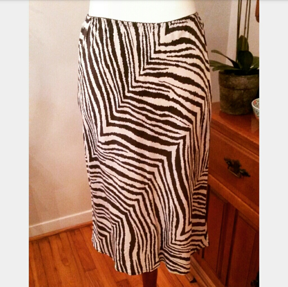 The Limited 100% Silk Zebra Skirt